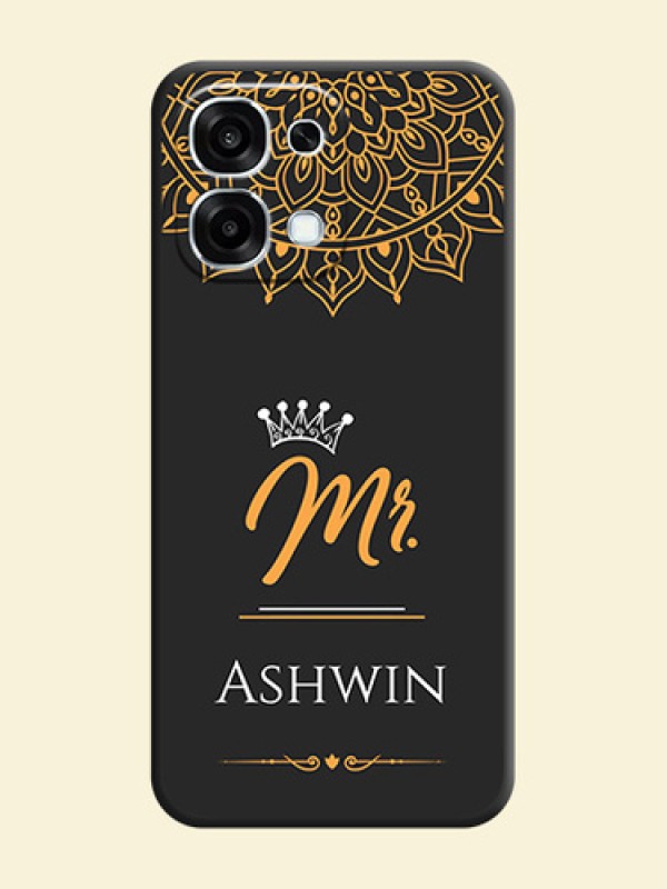 Mr Name with Floral Design On Space Black Custom Soft Matte Mobile Back Cover - Oppo F31 5G