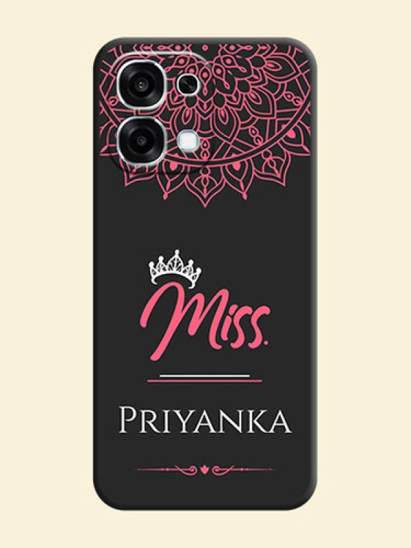 Mrs Name with Floral Design On Space Black Custom Soft Matte Mobile Back Cover - Oppo F31 5G