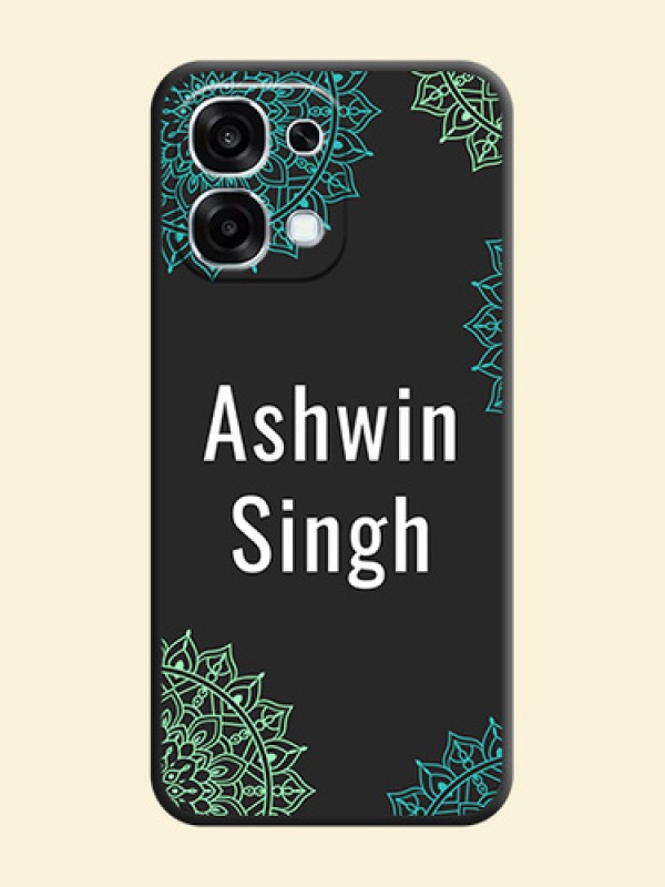 Your Name with Floral Design On Space Black Custom Soft Matte Mobile Back Cover - Oppo F31 5G