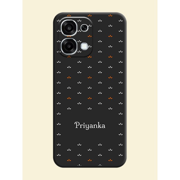 Simple Pattern With Custom Text On Space Black Custom Soft Matte Mobile Back Cover - Oppo F31 5G