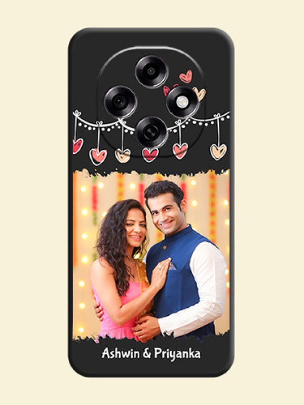 Pink Love Hangings with Name On Space Black Custom Soft Matte Mobile Back Cover - Oppo F31 Pro 5G