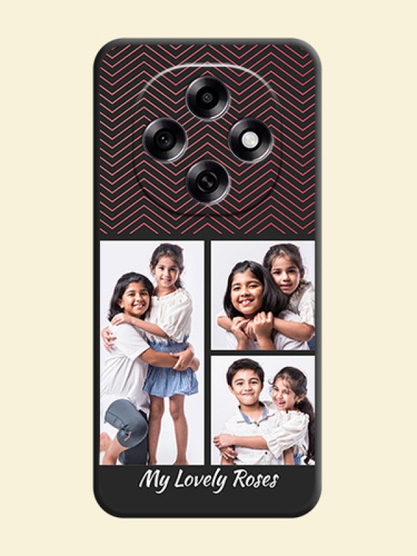 Wave Pattern with 3 Image Holder On Space Black Custom Soft Matte Mobile Back Cover - Oppo F31 Pro 5G