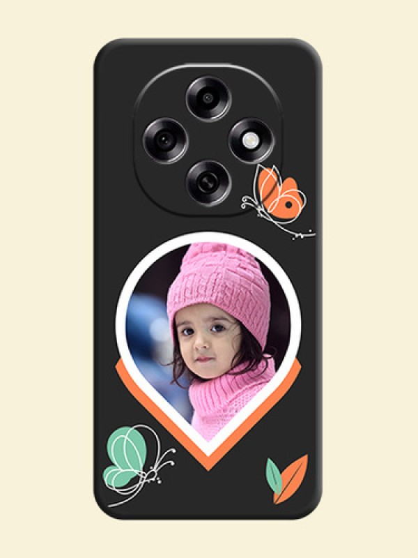 Upload Pic With Simple Butterly Design On Space Black Custom Soft Matte Mobile Back Cover - Oppo F31 Pro 5G