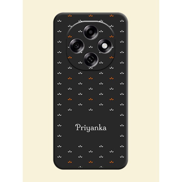 Simple Pattern With Custom Text On Space Black Custom Soft Matte Mobile Back Cover - Oppo F31 Pro 5G