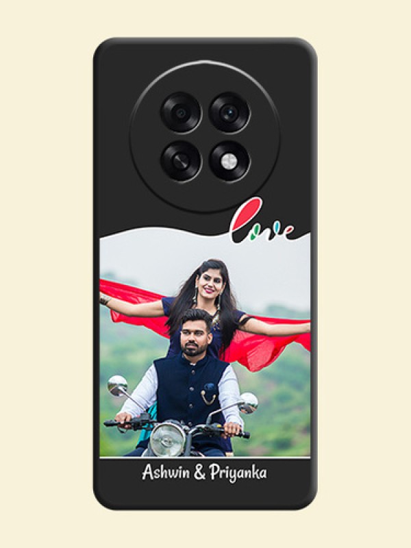 Fall in Love Pattern with Picture on Photo On Space Black Custom Soft Matte Mobile Back Cover - Oppo F31 Pro Plus 5G