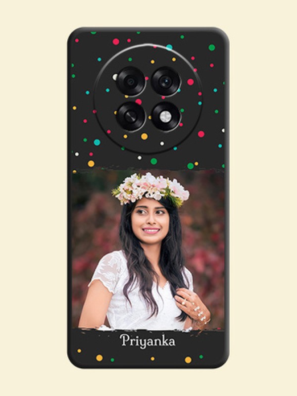 Multicolor Dotted Pattern with Text On Space Black Custom Soft Matte Mobile Back Cover - Oppo F31 Pro Plus 5G