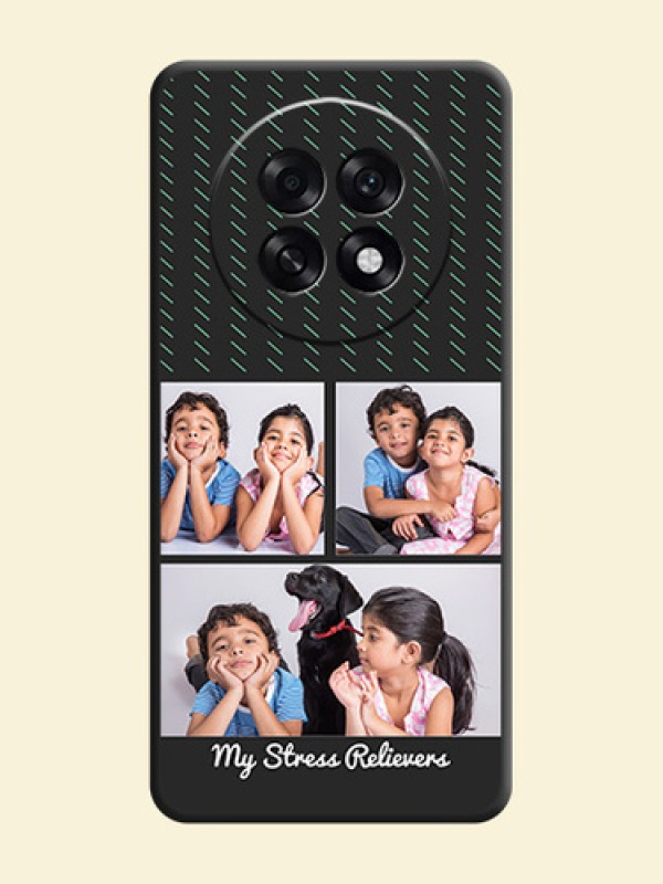Cross Dotted Pattern with 2 Image Holder On Space Black Custom Soft Matte Mobile Back Cover - Oppo F31 Pro Plus 5G