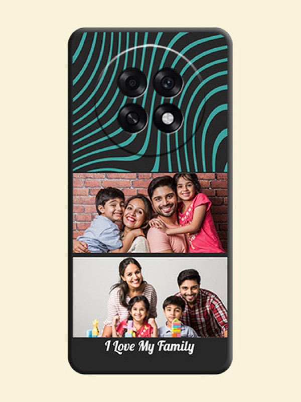 Wave Pattern with 2 Image Holder On Space Black Custom Soft Matte Mobile Back Cover - Oppo F31 Pro Plus 5G