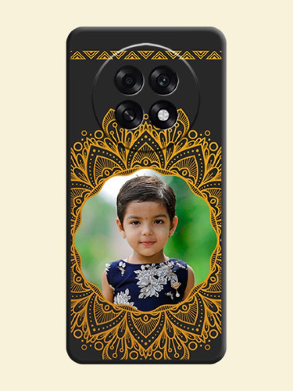 Round Image with Floral Design On Space Black Custom Soft Matte Mobile Back Cover - Oppo F31 Pro Plus 5G