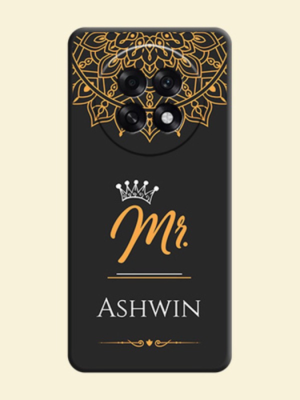 Mr Name with Floral Design On Space Black Custom Soft Matte Mobile Back Cover - Oppo F31 Pro Plus 5G