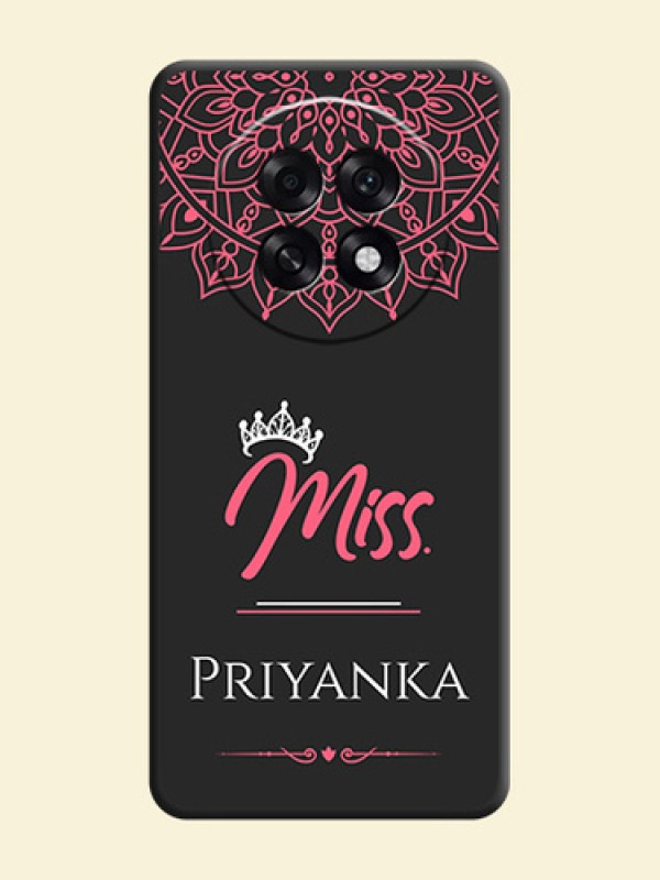 Mrs Name with Floral Design On Space Black Custom Soft Matte Mobile Back Cover - Oppo F31 Pro Plus 5G