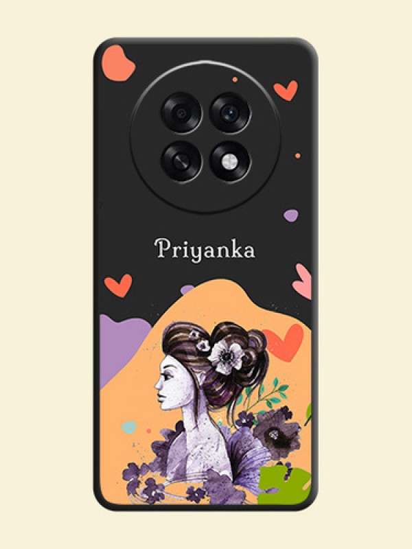 Namecase For Her With Fancy Lady Image On Space Black Custom Soft Matte Mobile Back Cover - Oppo F31 Pro Plus 5G