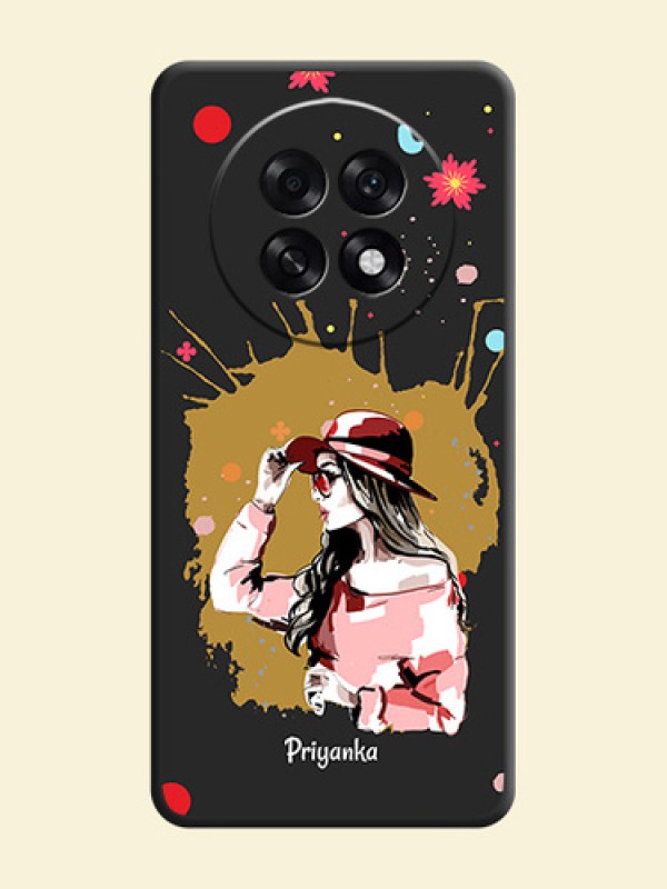 Mordern Lady With Color Splash Background With Custom Text On Space Black Custom Soft Matte Mobile Back Cover - Oppo F31 Pro Plus 5G