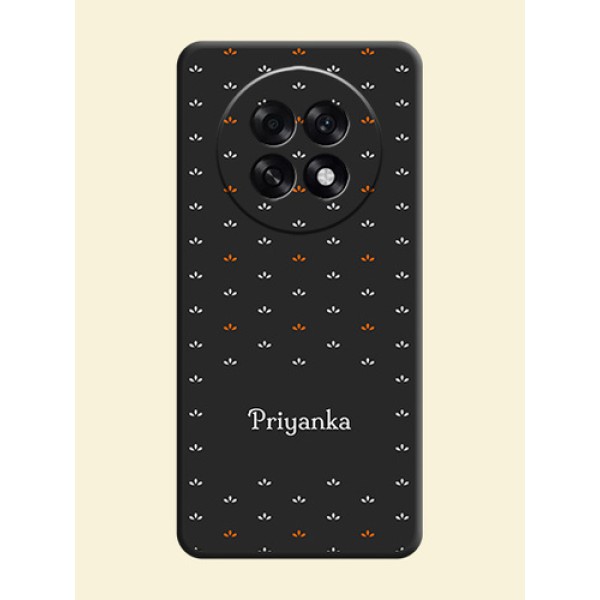 Simple Pattern With Custom Text On Space Black Custom Soft Matte Mobile Back Cover - Oppo F31 Pro Plus 5G