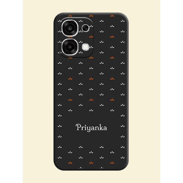 Simple Pattern With Custom Text On Space Black Custom Soft Matte Mobile Back Cover - Oppo F33 5G