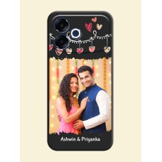 Pink Love Hangings with Name On Space Black Custom Soft Matte Mobile Back Cover - Oppo F33 Pro 5G