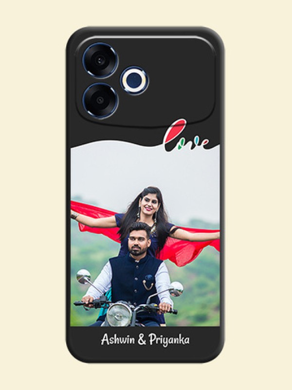 Fall in Love Pattern with Picture on Photo On Space Black Custom Soft Matte Mobile Back Cover - Oppo F33 Pro 5G