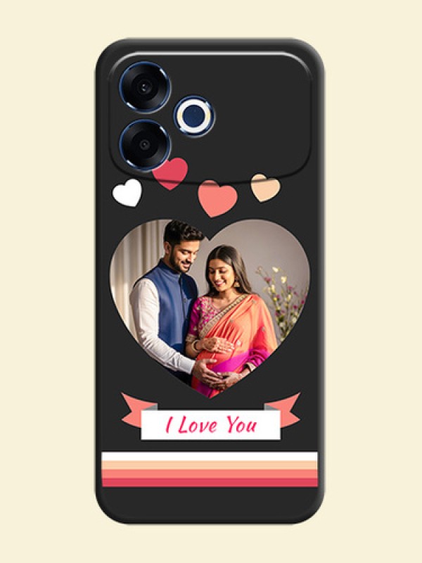 Love Shaped Photo with Colorful Stripes On Space Black Custom Soft Matte Mobile Back Cover - Oppo F33 Pro 5G