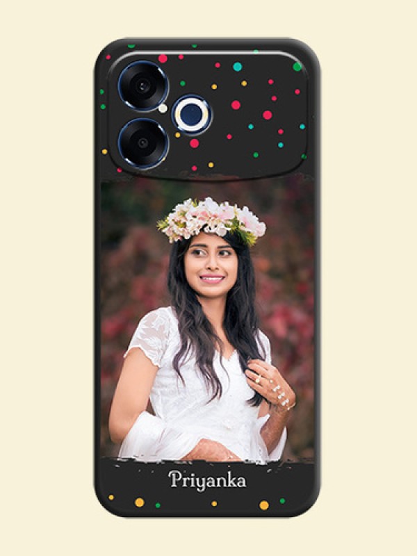 Multicolor Dotted Pattern with Text On Space Black Custom Soft Matte Mobile Back Cover - Oppo F33 Pro 5G