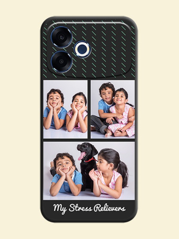 Cross Dotted Pattern with 2 Image Holder On Space Black Custom Soft Matte Mobile Back Cover - Oppo F33 Pro 5G