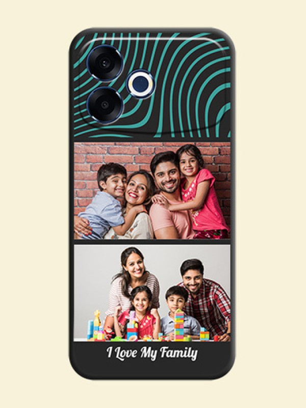 Wave Pattern with 2 Image Holder On Space Black Custom Soft Matte Mobile Back Cover - Oppo F33 Pro 5G