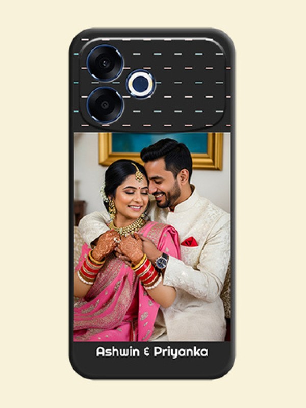 Line Pattern Design with Text On Space Black Custom Soft Matte Mobile Back Cover - Oppo F33 Pro 5G