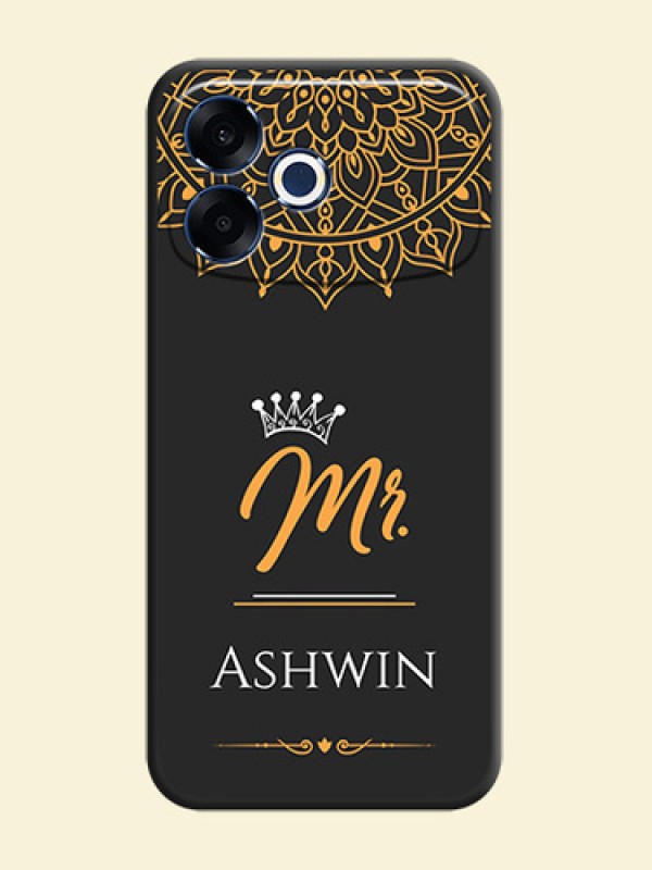 Mr Name with Floral Design On Space Black Custom Soft Matte Mobile Back Cover - Oppo F33 Pro 5G
