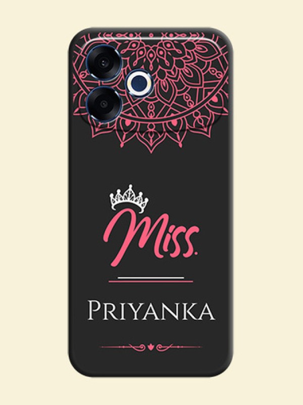 Mrs Name with Floral Design On Space Black Custom Soft Matte Mobile Back Cover - Oppo F33 Pro 5G