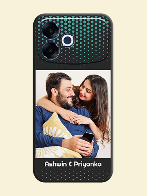 Faded Dots with Grunge Photo Frame and Text On Space Black Custom Soft Matte Mobile Back Cover - Oppo F33 Pro 5G