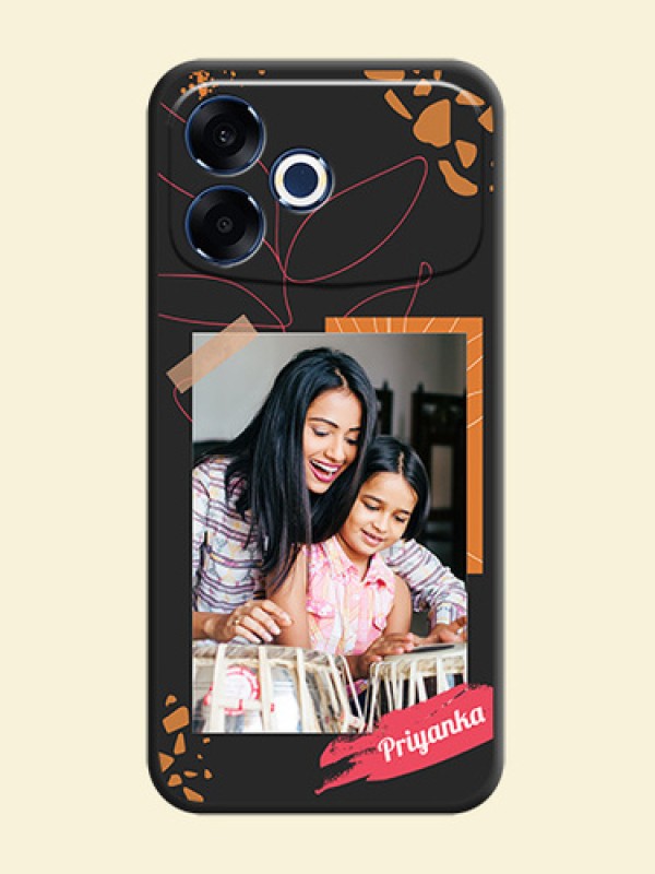 Orange Photo Frame On Space Black Custom Soft Matte Mobile Back Cover - Oppo F33 Pro 5G