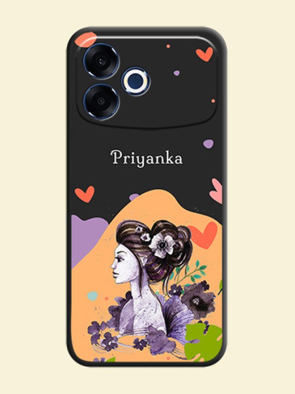 Namecase For Her With Fancy Lady Image On Space Black Custom Soft Matte Mobile Back Cover - Oppo F33 Pro 5G