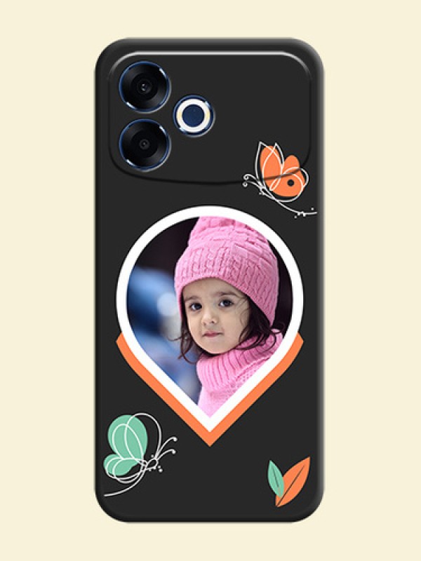Upload Pic With Simple Butterly Design On Space Black Custom Soft Matte Mobile Back Cover - Oppo F33 Pro 5G