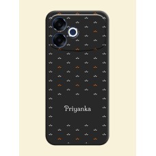 Simple Pattern With Custom Text On Space Black Custom Soft Matte Mobile Back Cover - Oppo F33 Pro 5G
