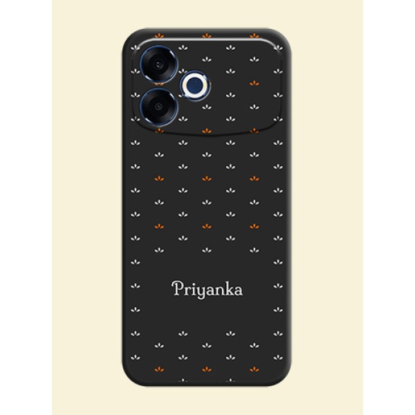 Simple Pattern With Custom Text On Space Black Custom Soft Matte Mobile Back Cover - Oppo F33 Pro 5G