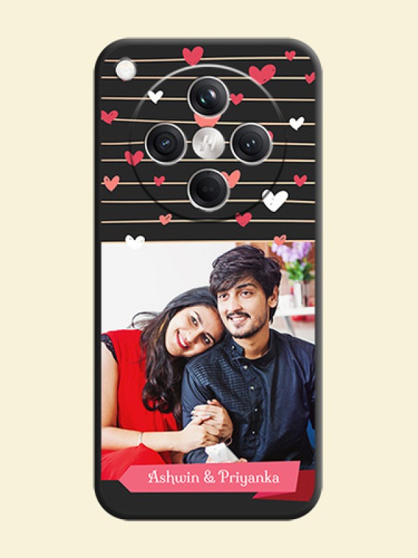 Love Pattern with Name on Pink Ribbon on Photo On Space Black Custom Soft Matte Mobile Back Cover - Oppo Find X8 5G