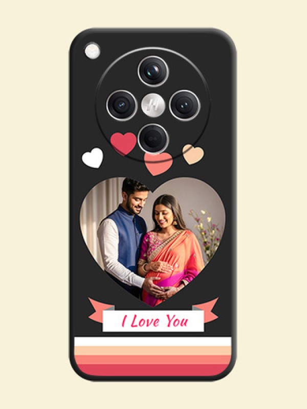 Love Shaped Photo with Colorful Stripes On Space Black Custom Soft Matte Mobile Back Cover - Oppo Find X8 5G