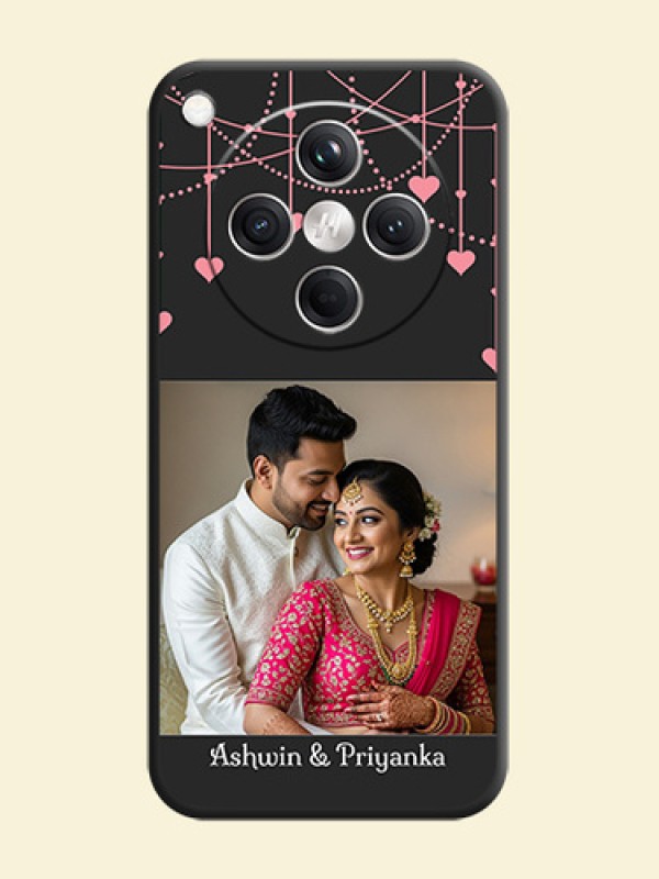 Pink Love Hangings with Text On Space Black Custom Soft Matte Mobile Back Cover - Oppo Find X8 5G