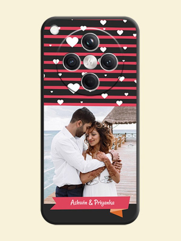 White Color Love Symbols with Pink Lines Pattern On Space Black Custom Soft Matte Mobile Back Cover - Oppo Find X8 5G