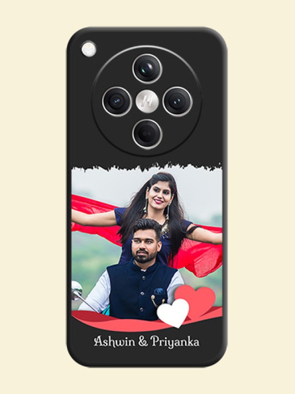 Pin Color Love Shaped Ribbon Design with Text On Space Black Custom Soft Matte Mobile Back Cover - Oppo Find X8 5G