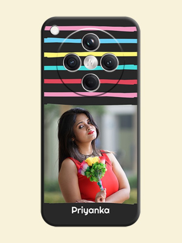 Multicolor Lines with Image On Space Black Custom Soft Matte Mobile Back Cover - Oppo Find X8 5G