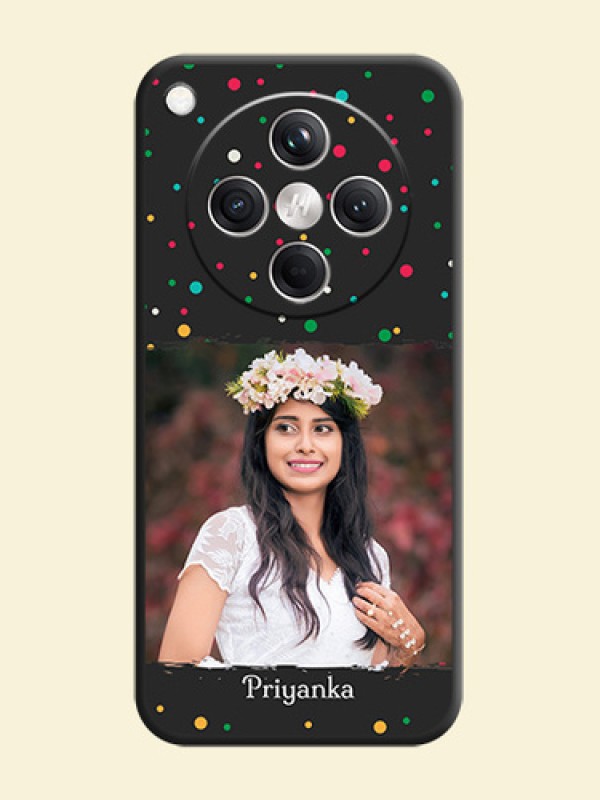 Multicolor Dotted Pattern with Text On Space Black Custom Soft Matte Mobile Back Cover - Oppo Find X8 5G