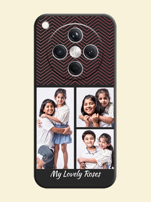 Wave Pattern with 3 Image Holder On Space Black Custom Soft Matte Mobile Back Cover - Oppo Find X8 5G
