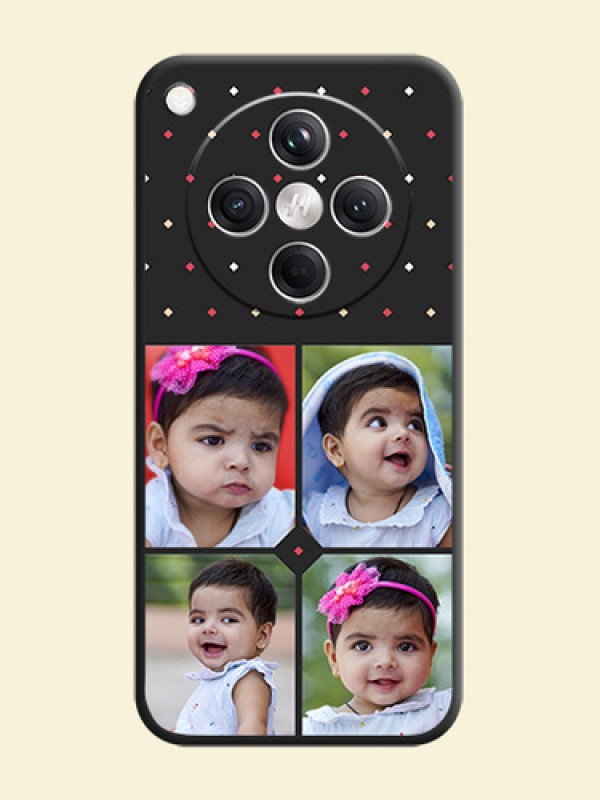 Multicolor Dotted Pattern with 4 Image Holder On Space Black Custom Soft Matte Mobile Back Cover - Oppo Find X8 5G