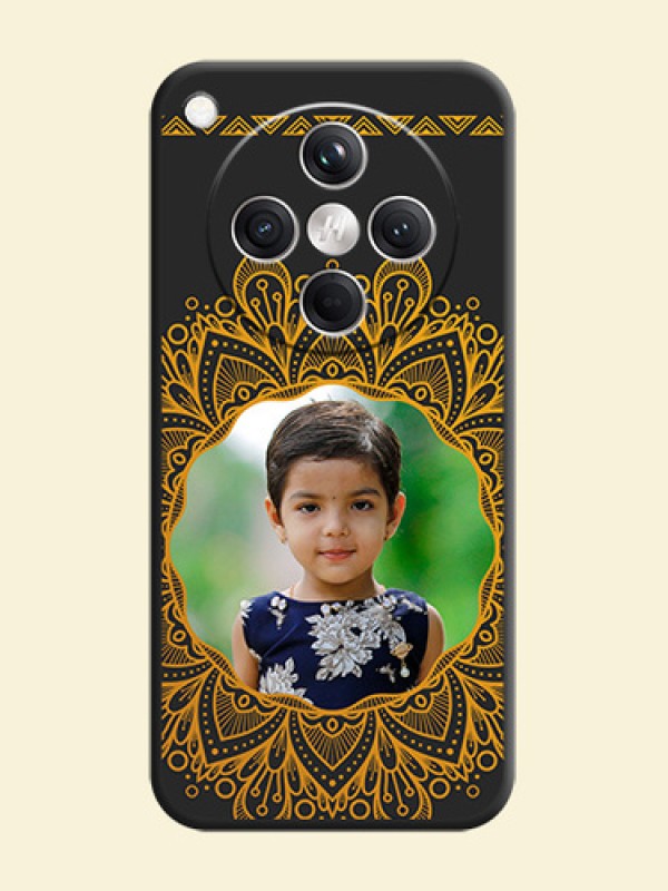 Round Image with Floral Design On Space Black Custom Soft Matte Mobile Back Cover - Oppo Find X8 5G