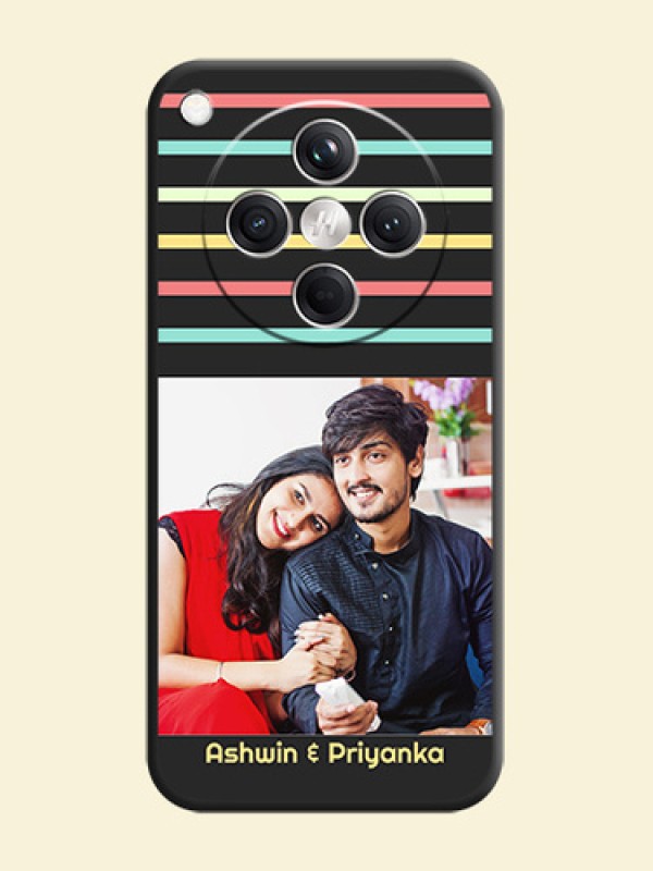 Color Stripes with Photo and Text on Photo On Space Black Custom Soft Matte Mobile Back Cover - Oppo Find X8 5G