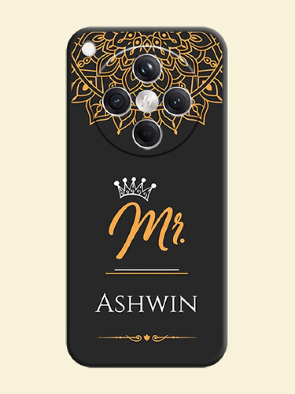 Mr Name with Floral Design On Space Black Custom Soft Matte Mobile Back Cover - Oppo Find X8 5G