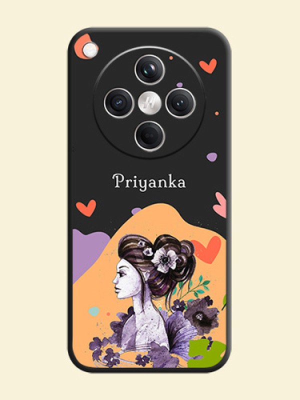 Namecase For Her With Fancy Lady Image On Space Black Custom Soft Matte Mobile Back Cover - Oppo Find X8 5G