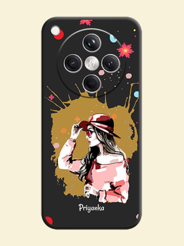 Mordern Lady With Color Splash Background With Custom Text On Space Black Custom Soft Matte Mobile Back Cover - Oppo Find X8 5G