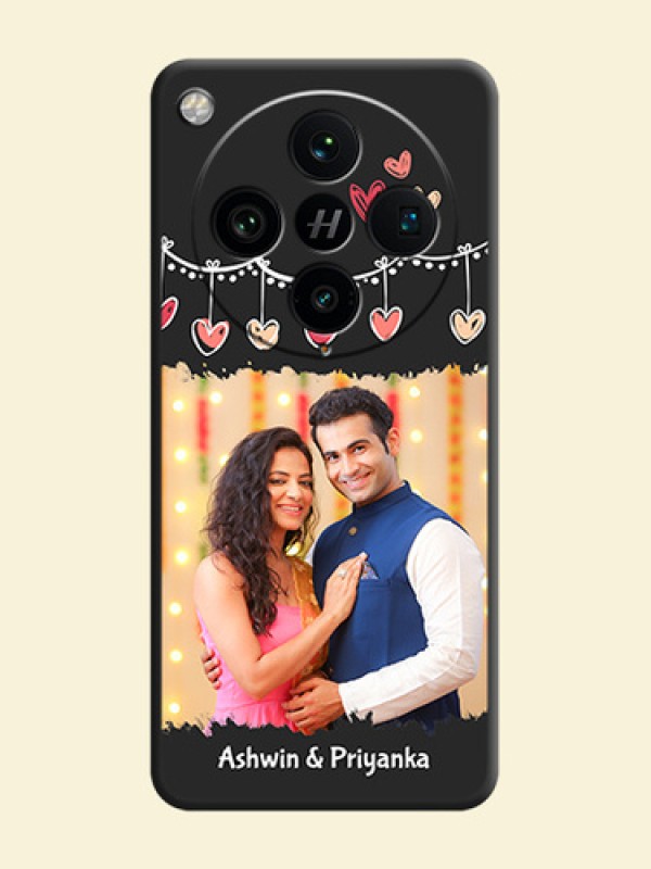 Pink Love Hangings with Name On Space Black Custom Soft Matte Mobile Back Cover - Oppo Find X8 Pro 5G