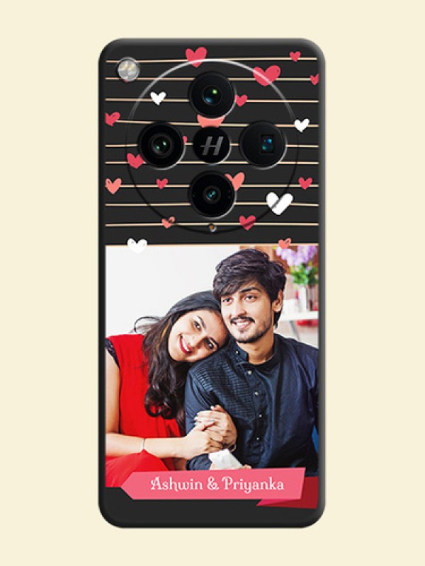 Love Pattern with Name on Pink Ribbon on Photo On Space Black Custom Soft Matte Mobile Back Cover - Oppo Find X8 Pro 5G